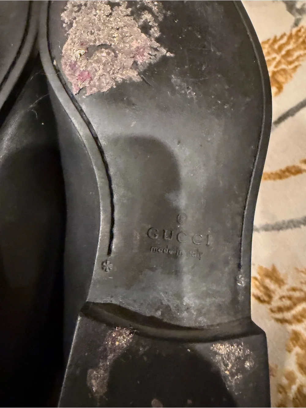 Men's Gucci Black Leather Slip-On Dress Loafers size 8.5 runs very big